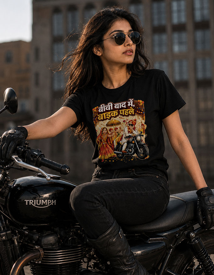 बीवी बाद में, बाइक पहले Unisex Tee - Image 2
