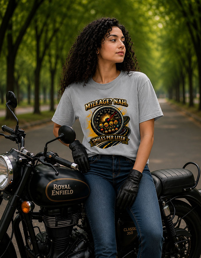 Mileage? Nah. Smiles Per Liter Unisex Tee - Image 2