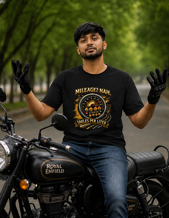 Mileage? Nah. Smiles Per Liter Unisex Tee - Image 4