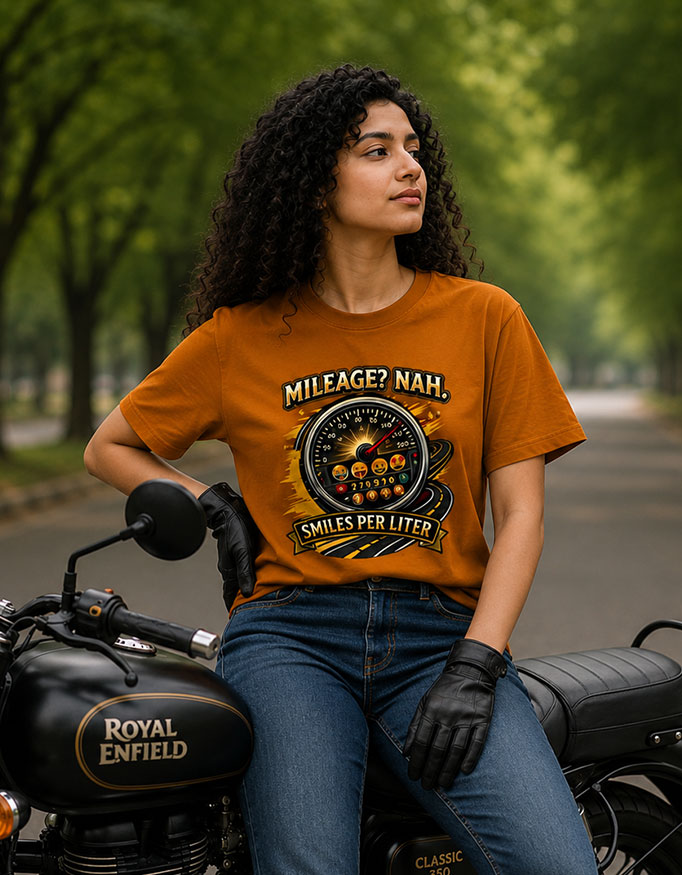 Mileage? Nah. Smiles Per Liter Unisex Tee - Image 3