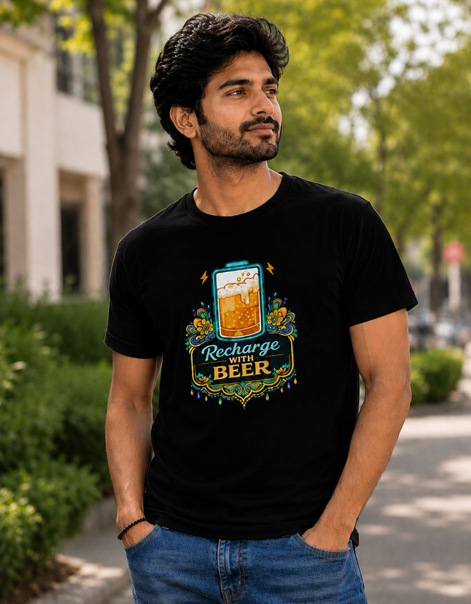 Recharge with Beer Unisex Tee - Image 2