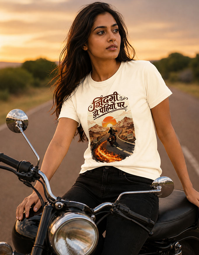 ज़िंदगी दो पहियों पर Unisex Tee - Image 3